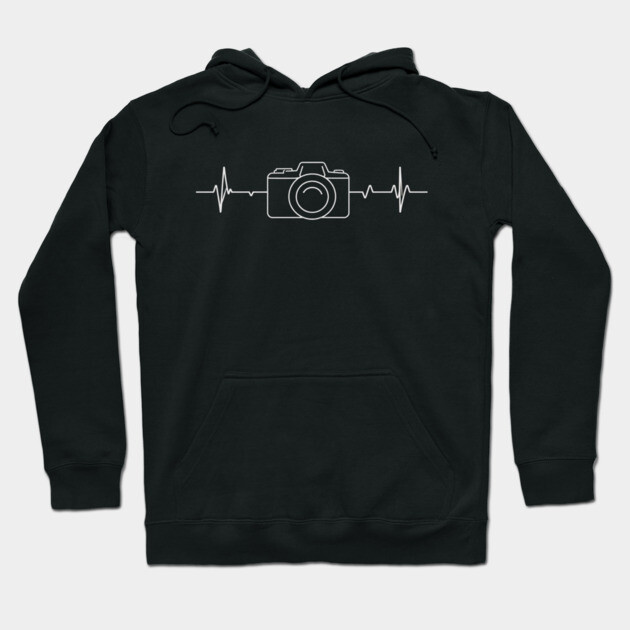 Minimalist Camera Heartbeat Photo. camera heartbeat, photography lover, minimalist photo, creative passion. Hoodie by OUTFITPAW