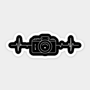 Minimalist Camera Heartbeat Photo. camera heartbeat, photography lover, minimalist photo, creative passion. Sticker
