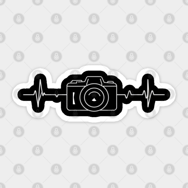 Minimalist Camera Heartbeat Photo. camera heartbeat, photography lover, minimalist photo, creative passion. Sticker by OUTFITPAW