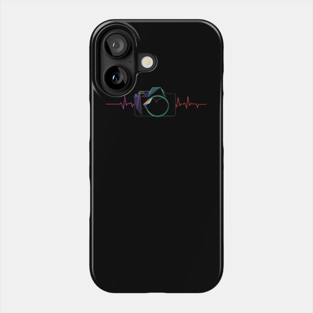 Minimalist Camera Heartbeat Photo. camera heartbeat, photography lover, minimalist photo, creative passion. Phone Case by OUTFITPAW