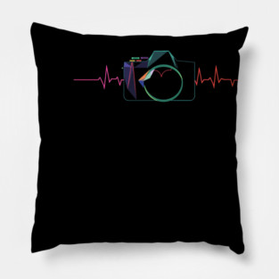 Minimalist Camera Heartbeat Photo. camera heartbeat, photography lover, minimalist photo, creative passion. Pillow