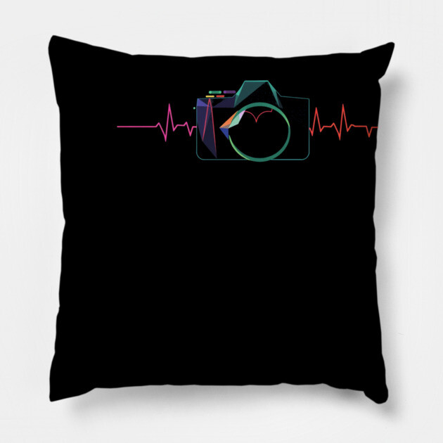 Minimalist Camera Heartbeat Photo. camera heartbeat, photography lover, minimalist photo, creative passion. Pillow by OUTFITPAW