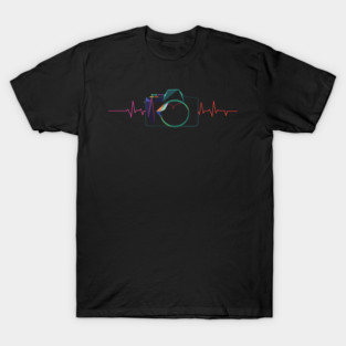 Minimalist Camera Heartbeat Photo. camera heartbeat, photography lover, minimalist photo, creative passion. T-Shirt