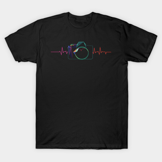 Minimalist Camera Heartbeat Photo. camera heartbeat, photography lover, minimalist photo, creative passion. T-Shirt by OUTFITPAW