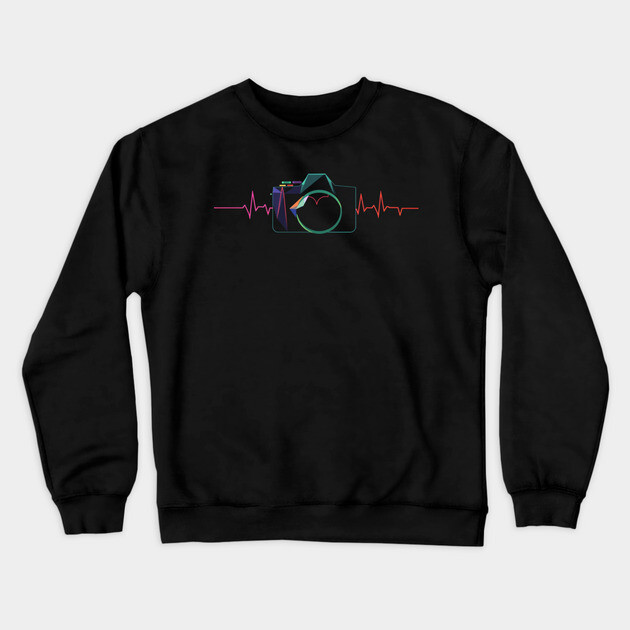 Minimalist Camera Heartbeat Photo. camera heartbeat, photography lover, minimalist photo, creative passion. Crewneck Sweatshirt by OUTFITPAW