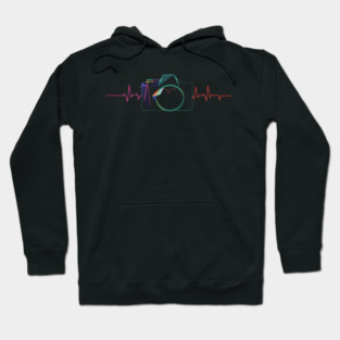 Minimalist Camera Heartbeat Photo. camera heartbeat, photography lover, minimalist photo, creative passion. Hoodie