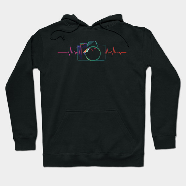 Minimalist Camera Heartbeat Photo. camera heartbeat, photography lover, minimalist photo, creative passion. Hoodie by OUTFITPAW