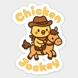 Chicken Jockey Cute Kawaii Cowboy Chicken Riding a Pony Sticker