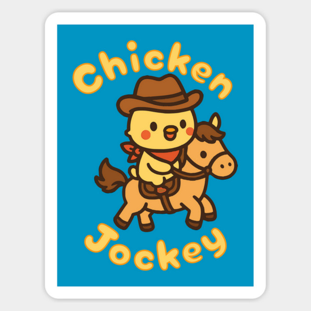 Chicken Jockey Cute Kawaii Cowboy Chicken Riding a Pony Magnet by Yesteeyear
