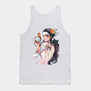 Dali girl dali Elephant and black cat Tank Top