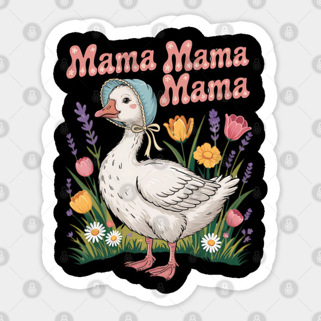 Mother's Day Boho Floral Mama Goose Mom Silly Goose Womens Sticker by Creatifly Graphic Tees