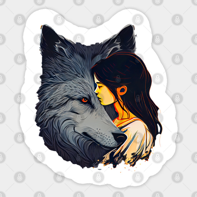 Wolf and Girl Sticker by WolfChamp