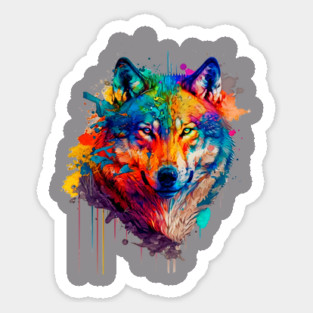 Painted Wolf Sticker