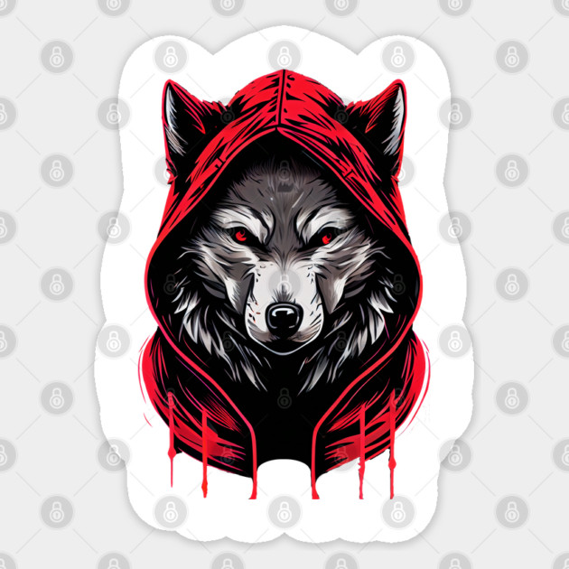 Red Hooded Wolf Sticker by WolfChamp