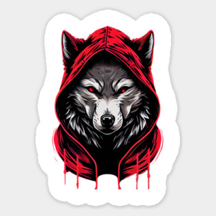 Red Hooded Wolf Magnet