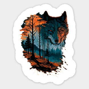 Wolf In Forest Sticker