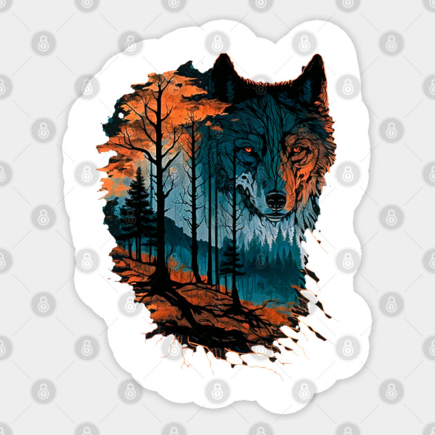 Wolf In Forest Sticker by WolfChamp