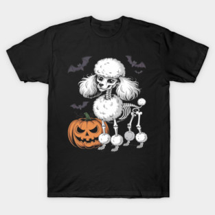 Poodle Skeleton Jack O Lantern Funny Dog Halloween T-Shirt