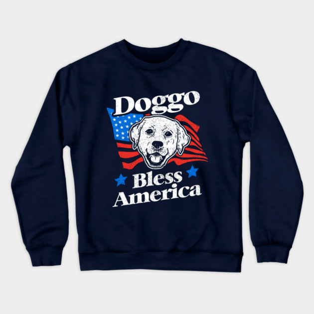 Doggo Bless America Crewneck Sweatshirt by dumbshirts