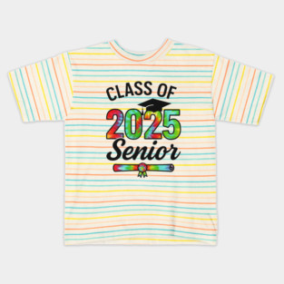 Class-of-2025-Senior-Graduation-Gold-Tie-Dye-Style-High-School-College-Grad-Gift Kids T-Shirt