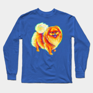 Rainbow Pomeranian Dog Long Sleeve T-Shirt