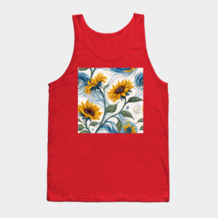 Starry Sunflowers – Van Gogh Inspired Floral Art Tank Top