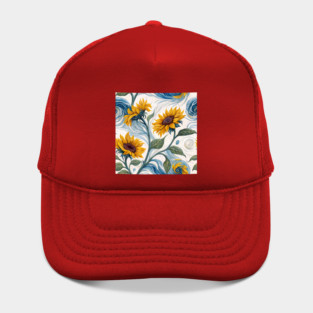 Starry Sunflowers – Van Gogh Inspired Floral Art Hat