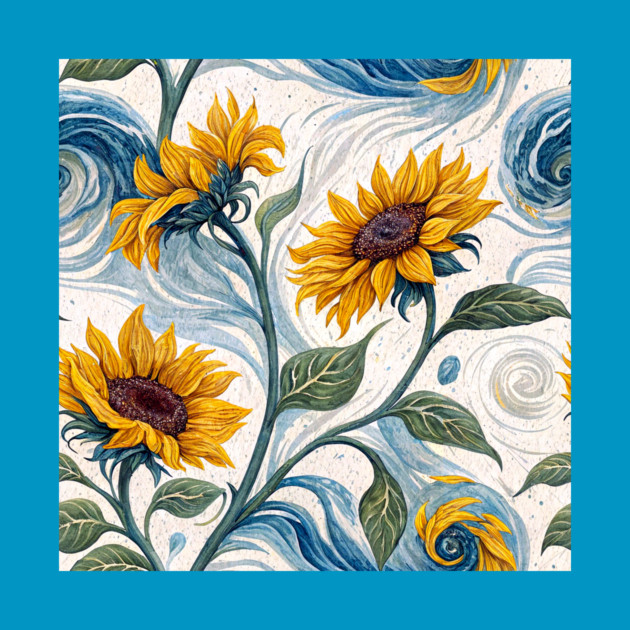 Starry Sunflowers – Van Gogh Inspired Floral Art by DonWillisJrArt