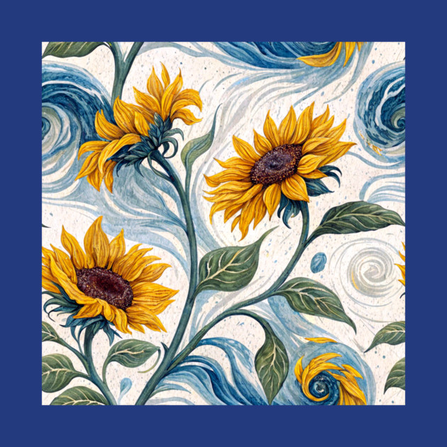 Starry Sunflowers – Van Gogh Inspired Floral Art by DonWillisJrArt