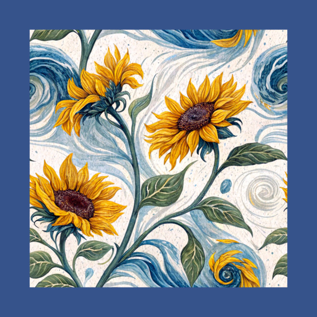 Starry Sunflowers – Van Gogh Inspired Floral Art by DonWillisJrArt