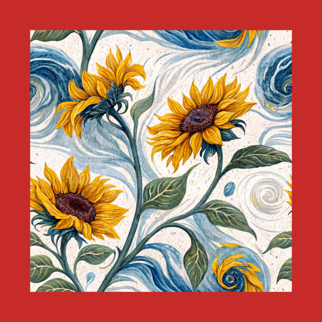 Starry Sunflowers – Van Gogh Inspired Floral Art by DonWillisJrArt
