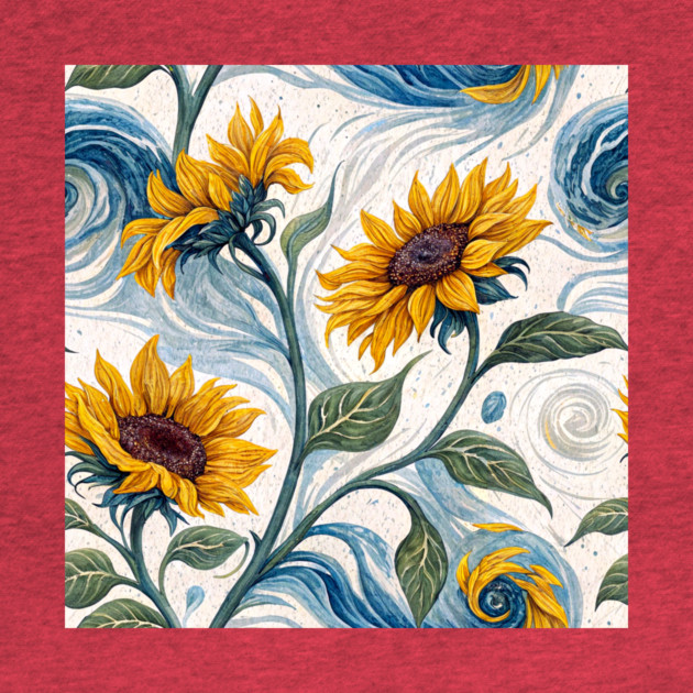 Starry Sunflowers – Van Gogh Inspired Floral Art by DonWillisJrArt