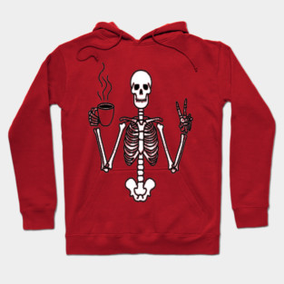 Skeletal Brew Tee - Dangerously Awake & Peaceful. Funny Skeleton Coffee Peace Hoodie