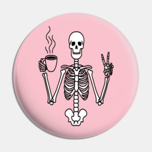 Skeletal Brew Tee - Dangerously Awake & Peaceful. Funny Skeleton Coffee Peace Pin