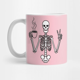 Skeletal Brew Tee - Dangerously Awake & Peaceful. Funny Skeleton Coffee Peace Mug