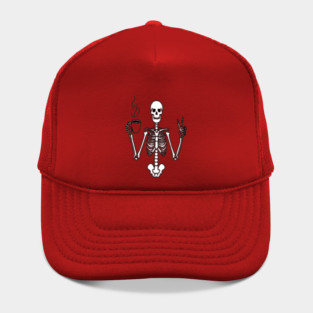 Skeletal Brew Tee - Dangerously Awake & Peaceful. Funny Skeleton Coffee Peace Hat