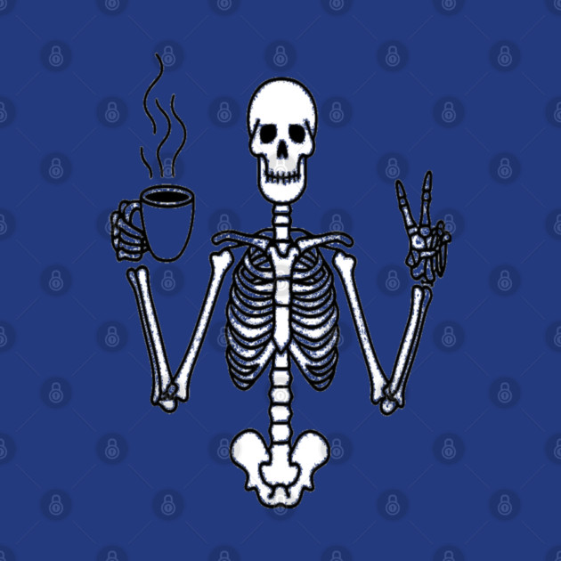 Skeletal Brew Tee - Dangerously Awake & Peaceful. Funny Skeleton Coffee Peace by OUTFITPAW