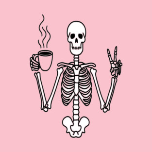 Skeletal Brew Tee - Dangerously Awake & Peaceful. Funny Skeleton Coffee Peace T-Shirt