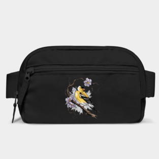 Vintage Goldfinch on Branch with Violet Florals Bag