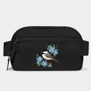 Spring Black-Capped Chickadee with Bright Blue Blossoms Bag