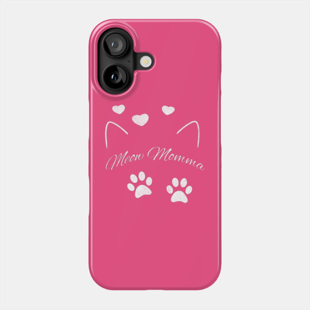 Meow Momma – Cute Cat Lover Design with Paws and Hearts Phone Case by DonWillisJrArt