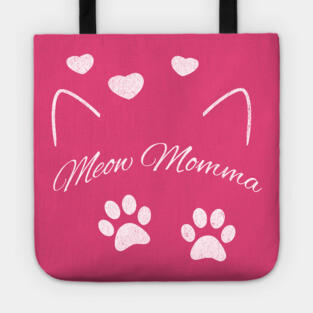 Meow Momma – Cute Cat Lover Design with Paws and Hearts Tote