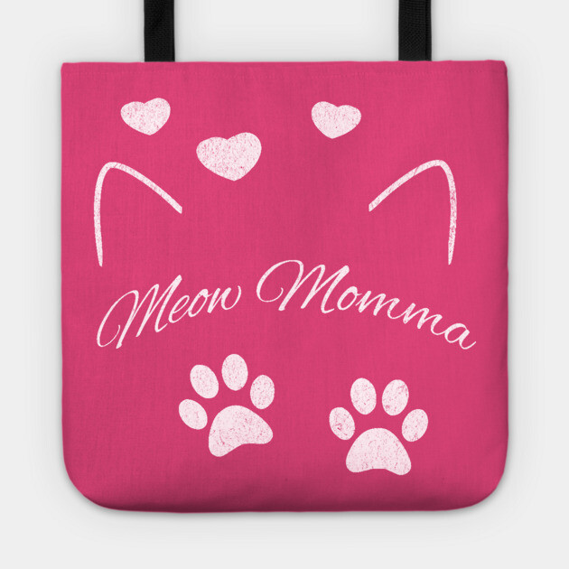 Meow Momma – Cute Cat Lover Design with Paws and Hearts Tote by DonWillisJrArt