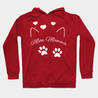 Meow Momma – Cute Cat Lover Design with Paws and Hearts Hoodie