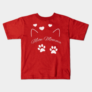 Meow Momma – Cute Cat Lover Design with Paws and Hearts Kids T-Shirt