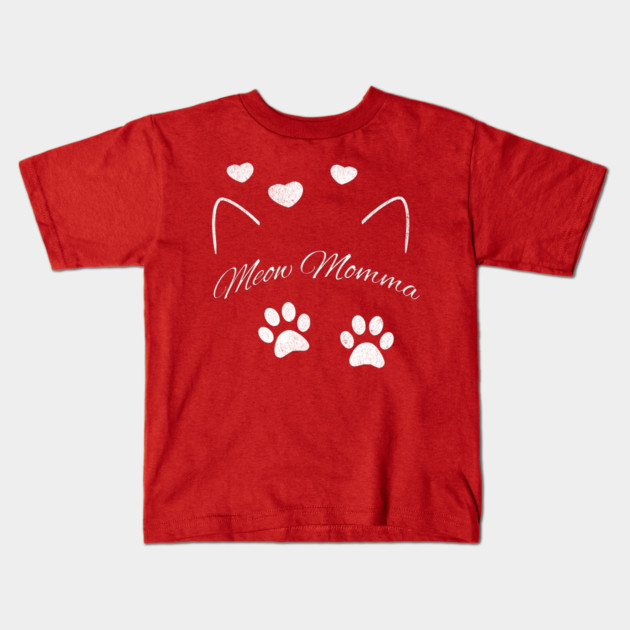 Meow Momma – Cute Cat Lover Design with Paws and Hearts Kids T-Shirt by DonWillisJrArt