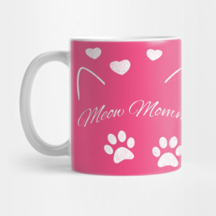 Meow Momma – Cute Cat Lover Design with Paws and Hearts Mug