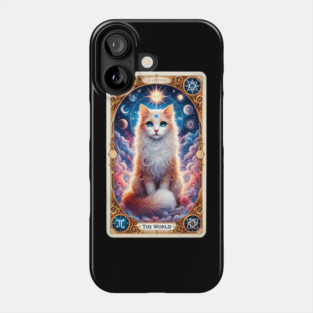 Celestial Cat Tarot – The World Card Fantasy Phone Case