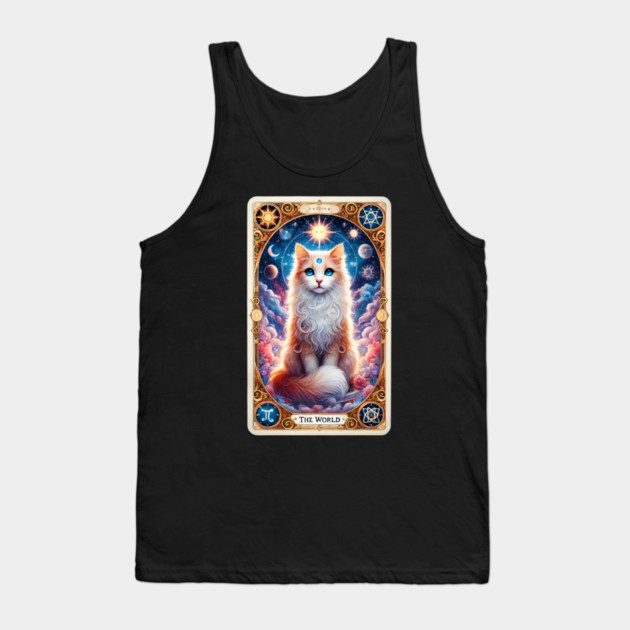 Celestial Cat Tarot – The World Card Fantasy Tank Top by Premachandra's Store