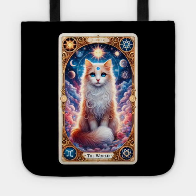Celestial Cat Tarot – The World Card Fantasy Tote by Premachandra's Store